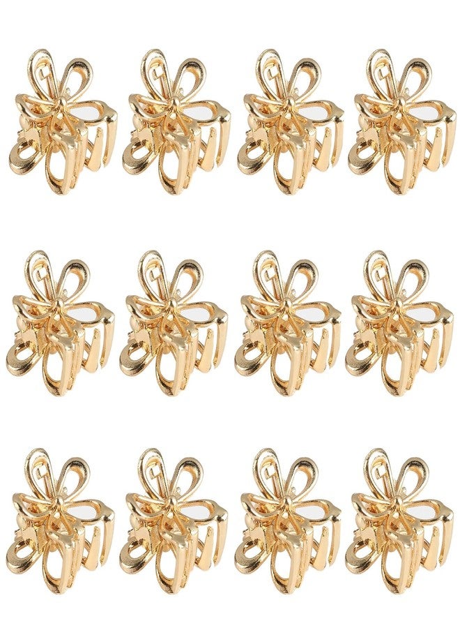 ASVNRES Gold Small Flower Hair Clips for Women, Cute Mini Tiny Little Sparkling Metal Flower Sweet Artificial Bangs Nonslip Hair Claw Clips Decorative (Gold) - Image 1